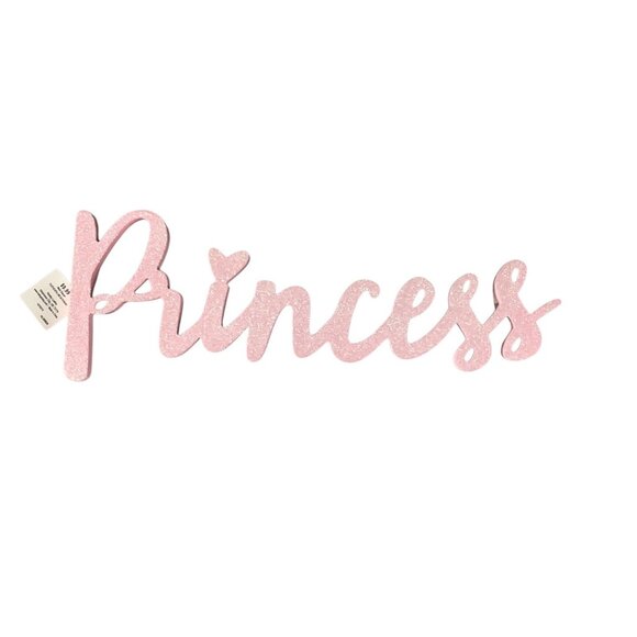 Pink Glitter Princess Wall Decor Sign Glittered Lettering For Home Girls Room De - Picture 1 of 9